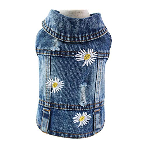 RFDFG XS-2XL Denim Hundekleidung Cowboy Haustier Hundemantel Welpenkleidung für kleine Hunde Jeans Jacke Hundeweste Mantel Welpen Outfits Katzenkleidung, I, L. von RFDFG