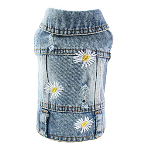 RFDFG XS-2XL Denim Hundekleidung Cowboy Haustier Hundemantel Welpenkleidung für kleine Hunde Jeans Jacke Hundeweste Mantel Welpen Outfits Katzenkleidung, J, XXL von RFDFG