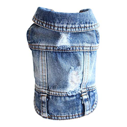 RFDFG XS-2XL Denim Hundekleidung Cowboy Pet Dog Coat Welpenkleidung für kleine Hunde Jeans Jacke Hundeweste Mantel Welpen Outfits Katzenkleidung, A, L. von RFDFG