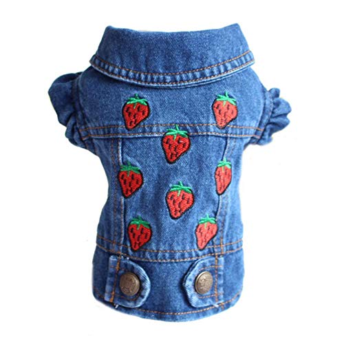 RFDFG XS-2XL Denim Hundekleidung Cowboy Pet Dog Coat Welpenkleidung für kleine Hunde Jeans Jacke Hundeweste Mantel Welpen Outfits Katzenkleidung, H, S. von RFDFG