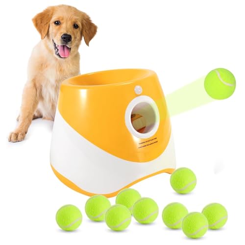 RFPP Automatischer Ballwerfer für Hunde, interaktives Spielzeug, Haustier-Ballwerfer mit 10 Bällen, 5,1 cm, geeignet für mittelgroße und kleine Hunde von RFPP