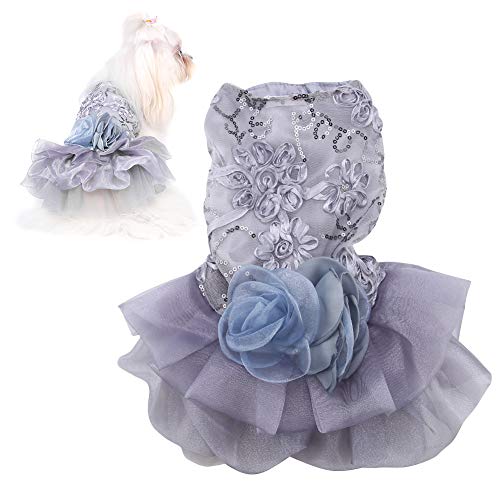 Pet Cloth Small Dog Dress Puppy Sequined Bubble Skirt Wedding Costume Princess Exquisite Fashion Grey XS for Pet Gathering (XL) von RGBGW