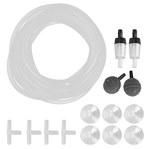 RGBGW Aquarium-Sauerstoffrohr-Rückschlagventil, Aquarium-Blasenstein-Set, Aquarium-Zubehör für Aquarium-Luft-Aquarium-Produkte (4m Tube 25mm air Stone) von RGBGW