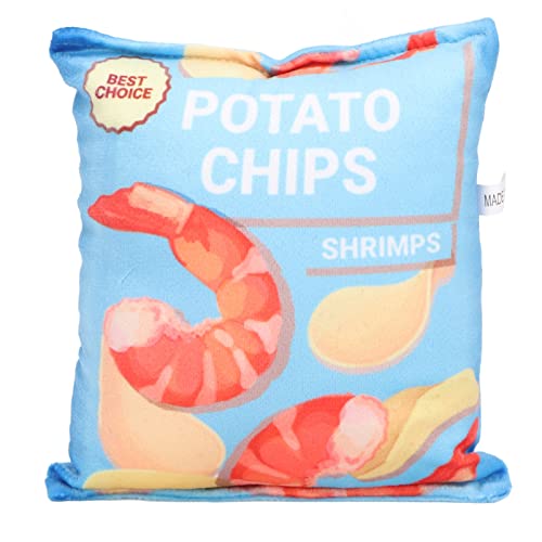 RGBGW Kartoffelchips-Plüsch-Hundespielzeug, eingebautes Rasselpapier, bissfest, quietschende Snacktasche, Hundespielzeug für Welpen (Fresh Shrimp Blue) von RGBGW