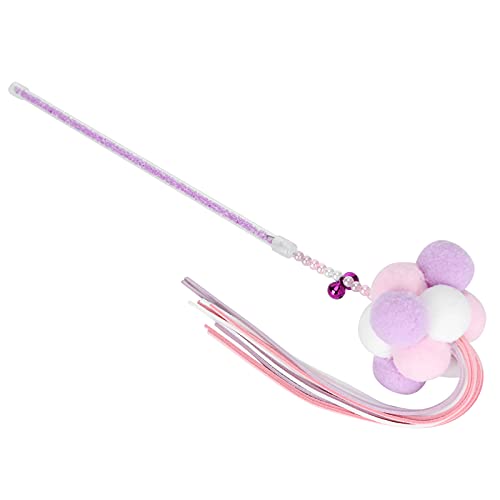 RGBGW Katzen-Quastenstab, interaktives Spielzeug, Glocke, Plüschball, Bunte Pailletten, Zähneputzen [fördert die Spielzeit], 37 cm, weich (Purple) von RGBGW