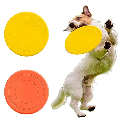 RGZD 2 Stück Hunde Frisbees,Hund Scheibe, hundespielzeug Frisbee Ø 18 cm,Gummi Frisbee,für Land und Wasser,Hundetraining, Werfen, Fangen & Spielen von RGZD