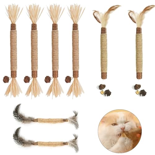 RHHGHY 6 Stück Katzenminze Sticks, Matatabi Katzenstick, Katzenminze Spielzeug für Katzen Zahnpflege, Katzenminze Sticks Zum Schleifen von Zähnen,Für ​Katze Zu Spielen, Beißen, Kauen von RHHGHY