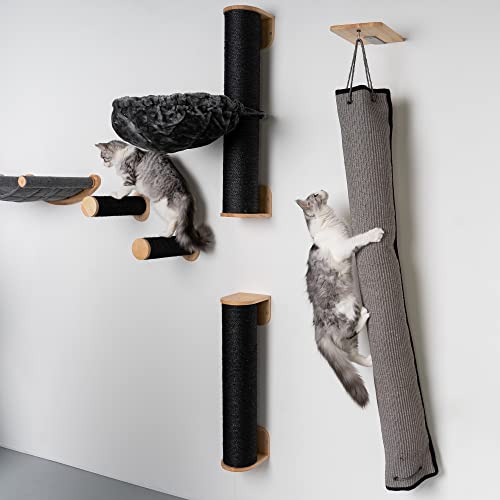 RHRQuality Katze klettersack Wandmöbel Kletterwand (Bis 20KG) 175 x 30 cm für alle Katzen (Grau) von RHRQUALITY