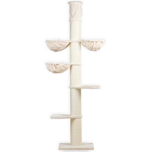 RHRQuality Kratzbaum für Großkatzen - Maine Coon Tower Créme Plus - mit extra dicken 20cm Sisalpfosten von RHRQUALITY