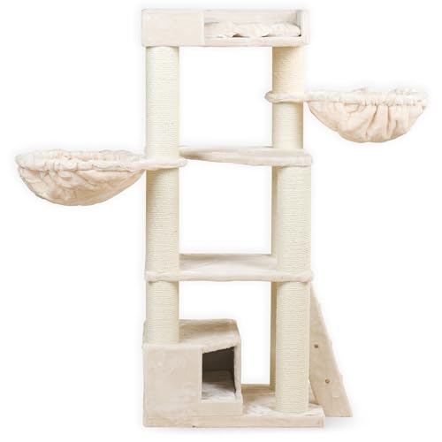 RHRQuality kratzbaum Grosse Katzen stabil XXL Corner Coon katzenkratzbaum für Maine Coon große katzenbaum schwere Katze kletterbaum kratzmöbel Dicker stamm (Beige) von RHRQUALITY