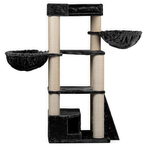 RHRQuality kratzbaum Grosse Katzen stabil XXL Corner Coon katzenkratzbaum für Maine Coon große katzenbaum schwere Katze kletterbaum kratzmöbel Dicker stamm (Dunkel Grau) von RHRQUALITY