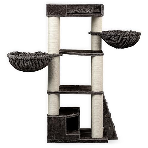 RHRQuality kratzbaum Grosse Katzen stabil XXL Corner Coon katzenkratzbaum für Maine Coon große katzenbaum schwere Katze kletterbaum kratzmöbel Dicker stamm (Taupe) von RHRQUALITY