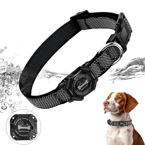 RHXOFYANG Airtag-Hundehalsband, wasserdichtes Airtag-Halter-Design, strapazierfähiges und verstellbares Nylon-Airtag-Zubehör, reflektierendes Haustierhalsband mit Metall-D-Ring-Zubehör von RHXOFYANG von RHXOFYANG