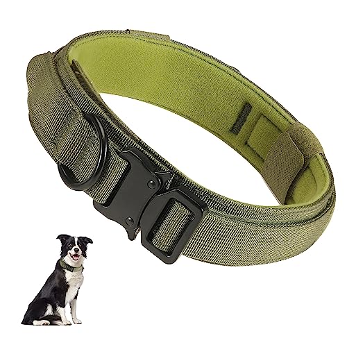 RHXOFYANG Taktisches Hundehalsband für mittelgroße und große Hunde, strapazierfähiges und verstellbares Nylon-Hundehalsband, robuste Metallschnalle mit Griff, für Hundetrainingszubehör von RHXOFYANG von RHXOFYANG