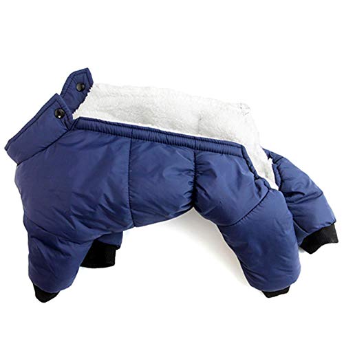 UKKD Hundemantel Hundewintermantel Mäntel Warme Kleidung Kleine Welpen Kleidung Für Bulldog Hunde Haustiere wasserdichte Anzug XXL Haustier Jacken Snowsuit,Navy Blau,XXL von RHXWFDG