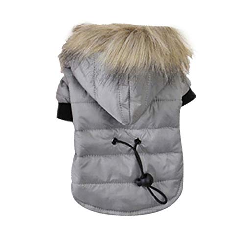 UKKD Hundemantel Winter Warm Kleine Hundekleidung-Haustier Hunde Mantel Weicher Pelz Hood Puppy Jacke Bekleidung Für Chihuahua Kleine Große Hunde,Grau,S von RHXWFDG