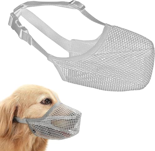 RICHDMI Nylon-Maulkorb Für Hunde, Atmungsaktiver Maulkorb für Hunde, Maulkörbe für Hunde, Anwendbar auf Für Kleine, Mittelgroße Hunde, Verhindert Das Beißen, Kauen Und Bellen (L) von RICHDMI