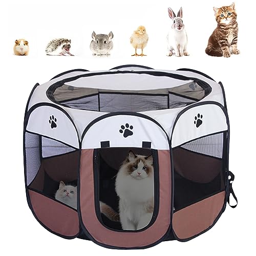 RICHDMI Welpenlaufstall Faltbar für Kleintiere, 74x74x43CM Hundelaufstall Außengehege für Hunde, Katzen, Kaninchen & Kleintiere, Oxford Stoff Pop-up System Indoor & Outdoor von RICHDMI