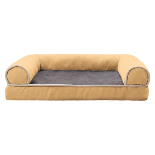 RICHRAIN Haustier-/Katzen-/Hundesofa für kleine, mittelgroße und extra große Hunde, warmes, dickes Haustierbett, Haustiernest, Zwinger (L (75 x 50 x 14), Khaki) von RICHRAIN