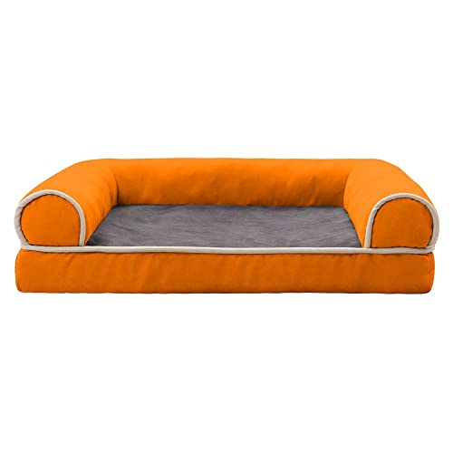 RICHRAIN Haustier-/Katzen-/Hundesofa für kleine, mittelgroße und extra große Hunde, warmes, dickes Haustierbett, Haustiernest, Zwinger (L (75 x 50 x 14), Orange) von RICHRAIN