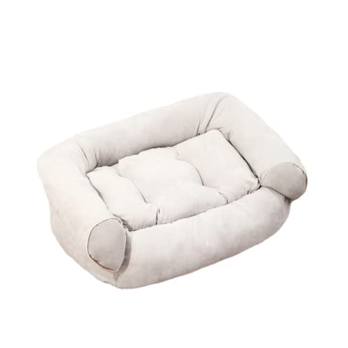 RICHRAIN Luxuriöses warmes Katzen-Hundebett, Haustiersofa, Bett, Stuhl für große Hunde, mittelgroße Hunde, kleine Hunde, Katzen, weiches Wildleder, leicht zu reinigen, Tierhaare (M, Beige) von RICHRAIN