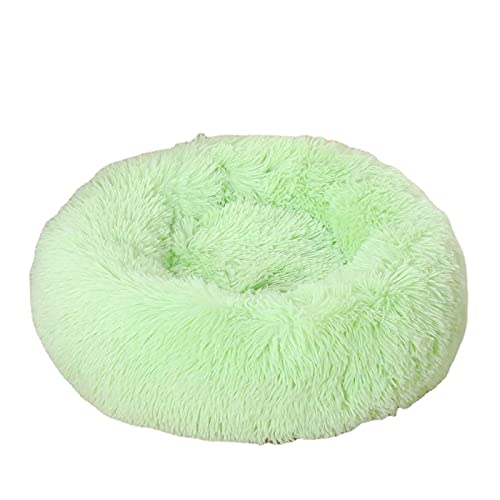 RICHRAIN Donut Beruhigendes Katzen- und Hundebett, Plüsch, waschbar, super weich und flauschig, für warme Schlafen, 40 cm, Grün von RICHRAIN
