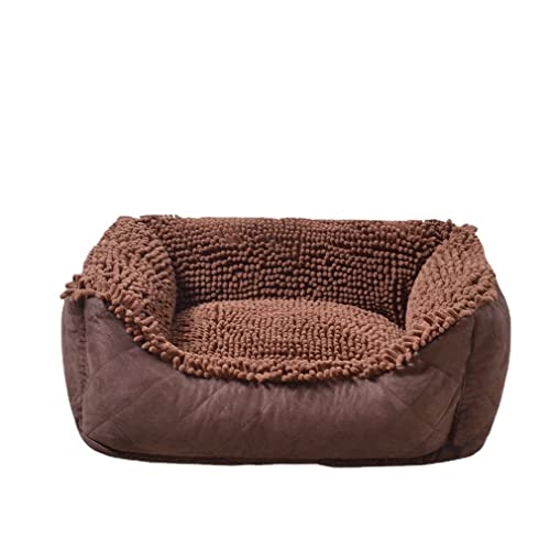 RICHRAIN Haustierbett, Katzenbett, Wärmer, Chenille, Massagebett, herausnehmbar und waschbar, verdickt, Größe M, 66 x 61 cm, Kaffeebraun von RICHRAIN