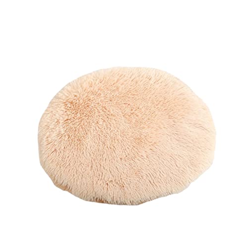 RICHRAIN Plüschkissen für Katzen und Hunde, rund, warme Matte, PP-Baumwolle, weich und bequem, für Wohnzimmer (L 57 cm, beige) von RICHRAIN