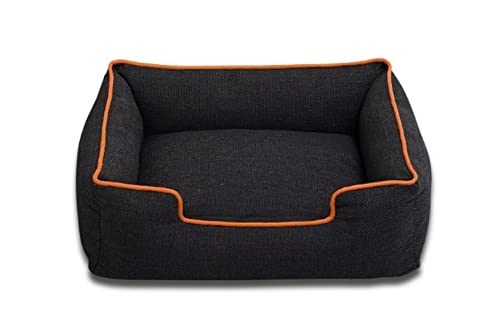 RICHRAIN Tierbett aus Jeansstoff für Katzen und kleine Hunde, mittelgroß, sportlich, schmutzabweisend und pflegeleicht (Orange) von RICHRAIN