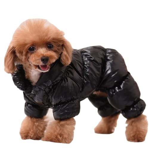 RICHRAIN Warmer Mantel und Jacke für kleine Hunde, für den Winter, wasserdicht, winddicht, Outdoor-Haustierkleidung für Chiwawa Teddy Bichon Schnauzer (L,Schwarz) von RICHRAIN