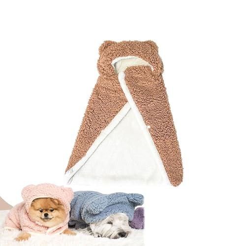 Umhangdecke Für Haustiere, Umhangdecke Für Hunde, Dicke Umhangdecke Für Hunde, Wintermantel Für Hunde Mit Mütze, Warme Schlafdecke Für Kleine Und Mittelgroße Hunde Und Katzen (S,Brown) von RICOKJRDE