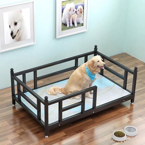 Kiefer Hundebett, natürliches bequemes Hundesofa, Kennel Möbel Katze gegen Hundebett Rahmen, 2 Stile verfügbar, für mittlere bis große Hunde Katzen(Color:Black 2,Size:Medium) von RIEJIN