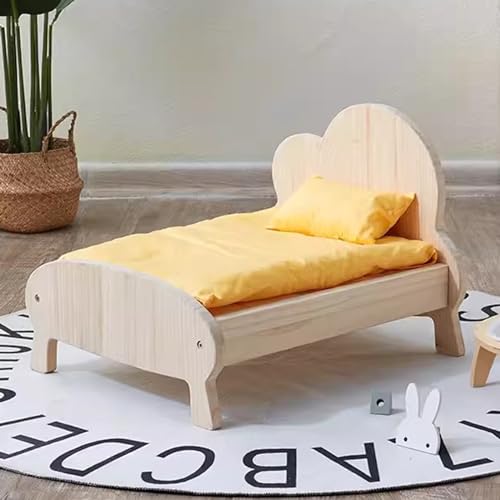 Massivholz Hundebett für mittlere kleine Hunde, Kiefer Haustier Bett mit Sitzkissen, rutschfeste Unterseite, wasserdichte Maschine waschbar abnehmbare Haustier Bettbezug(Color:Style 7,Size:Medium) von RIEJIN