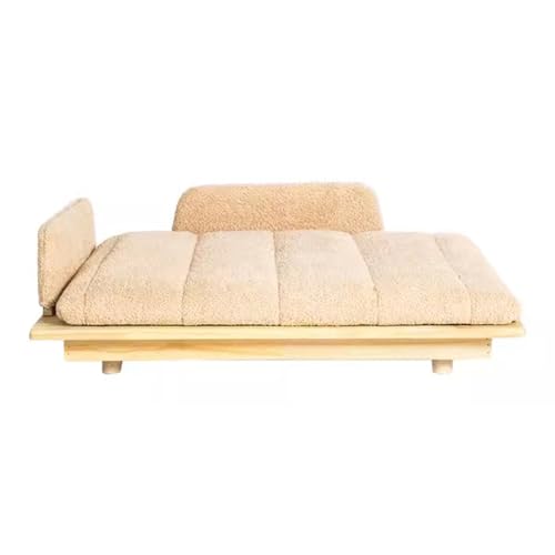 RIEJIN Kiefernholz Hundebett, Holz Haustier Bett mit Plüsch Matratze, 2 Größen verfügbar, Geeignet für den Einsatz mit mittleren bis großen Hunden(Size:X-Large) von RIEJIN