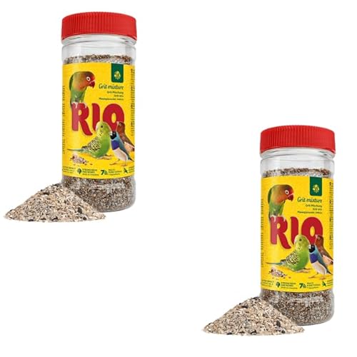 RIO Grit-Mischung | Doppelpack | 2 x 520 g | Mineralfuttermittel für Vögel | Zur Unterstützung der Verdauung | Enthält wichtige Mineralstoffe wie Kalzium, Phosphor und Natrium von RIO