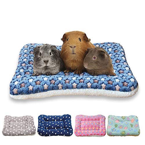 RIOUSSI Meerschweinchen-Bett, warmes Hasenbett für Kleintiere, Kaninchen, Chinchillas, Igel, Baby, Katzen, Frettchen, 30,5 x 25,4 cm, blaue Sterne von RIOUSSI