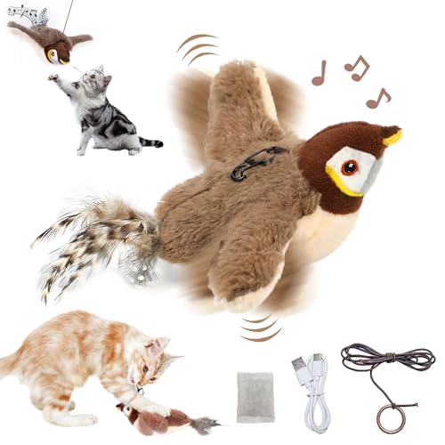 RIRIDAMAI Katzenspielzeug Vogel Elektrisch mit Katzenminze,Aufladbar Interaktives Katzenspielzeug Vogel,Katzenspielzeug Selbstbeschäftigung Vogel,Fliegender Vogel Katzenspielzeug,Flying Bird Cat Toy von RIRIDAMAI