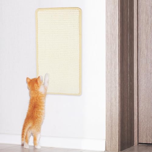 RISVOWO Kratzmatte Katze, Kratzmatte Katze Wand, 20 x 40cm Katzen Kratzbrett Wand, Natürliche Widerstandsfähig Kratzteppich Katze, Sisal Teppich Katzenkratzbretter Mit Klettverschluss von RISVOWO