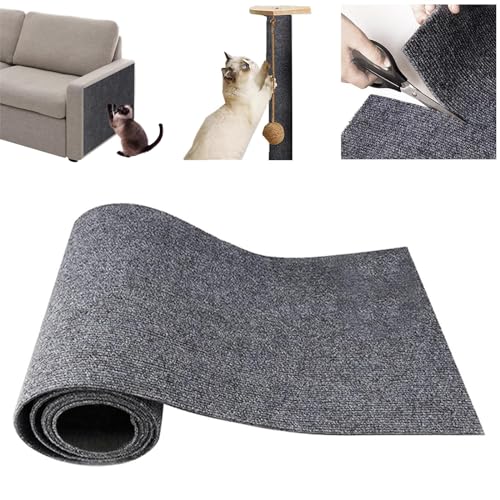 RISVOWO Kratzmatte Selbstkleben, 100x30cm Kratzteppich Katze, DIY Climbing Cat Scratcher für Katzenkratzbretts, Katzen Kratzwand, Katzenkratzspielzeug, Sofas (Dunkelgrau) von RISVOWO