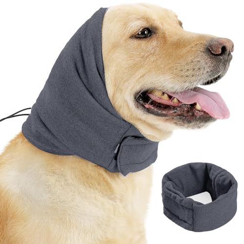 1 pcs Hund Snood,Hund Ohrenschützer für Hunde Gehörschutz für Hund,Hund Ohrenschützer Lärmschutz Haustier Snood für Hunde und Katzen (Grau, L) von RIVDEE