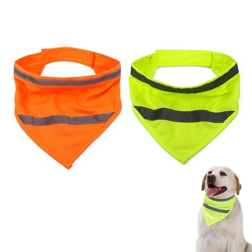 Reflektierendes Hundehalstuch,Hundehalstuch Reflektierendes Halstuch für Haustiere für Nächtliche Spaziergänge Camping Jagd Reisen (Orange, L) von RIVDEE