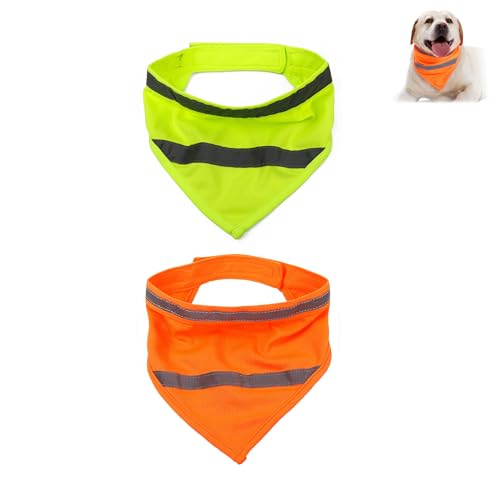 Reflektierendes Hundehalstuch,Hundehalstuch Reflektierendes Halstuch für Haustiere für Nächtliche Spaziergänge Camping Jagd Reisen (Orange, M) von RIVDEE