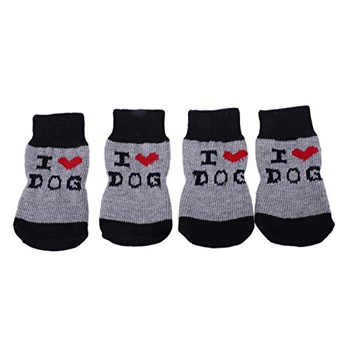 RIYAN Ich Liebe Hund gestrickte rutschfeste Haustier Socken schwarz von RIYAN