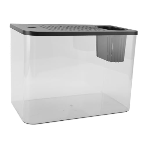 Miniatur-Design, Kleines Transparentes Kunststoff-Aquarium, Transparente Schutzhülle, ästhetisches Betta-Fisch-Desktop-Aquarium für Goldfische (Black) von RIZGHWOY