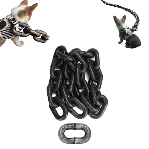 Zugkette für Hunde, dickes Seil, Leine mit echter Eisenkette, Traktionsgürtel, dicke Kunststoffkette, Traktionsseil, lustiges Haustierzubehör für Hunde (Schwarz, L) von RJSQAQE