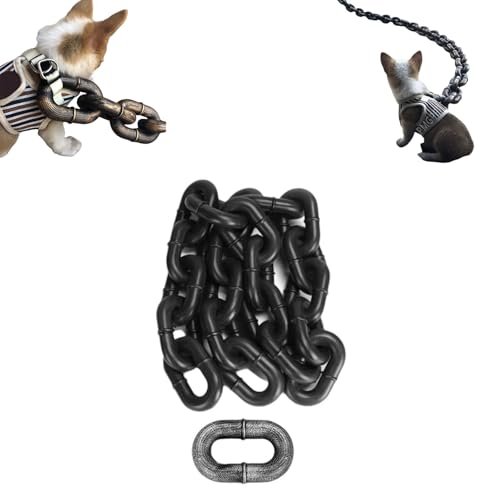 Zugkette für Hunde, dickes Seil, Leine mit echter Eisenkette, Traktionsgürtel, dicke Kunststoffkette, Traktionsseil, lustiges Haustierzubehör für Hunde (Schwarz, S) von RJSQAQE