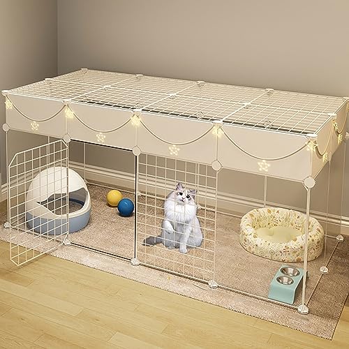 Katzenhütten für Hauskatzen, Kätzchenkäfig, DIY Haustier-Laufstall, Metallhütte für 1–2 Katzen, Frettchen, Chinchilla, Kaninchen, kleine Tiere, Kätzchen, Eichhörnchen, Wohnmobil-Reisen, Camp von RKJDMSWJ