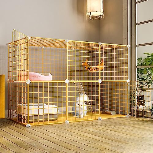 Katzenlaufstall DIY Haustierkätzchenkäfig für Hauskatzen, abnehmbare Katzengehege Katzenvilla für 1-2 Katzen Großer Übungsort (Größe: 43,7" LX 15,3" BX 28,7" H) von RKJDMSWJ