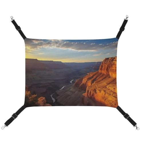 RKJVB Atmungsaktive Haustier-Hängematte mit verstellbaren Riemen, Canyon bei Sonnenuntergang, bedruckt, wendbar, Katzenbett, Hundematten für kleine Kaninchen, Frettchen, Meerschweinchen, 42 x 33 cm von RKJVB