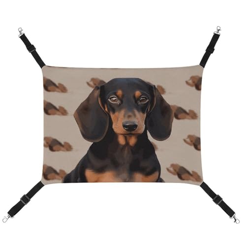 RKJVB Atmungsaktive Haustier-Hängematte mit verstellbaren Riemen, Dackel, Hund, bedruckt, wendbar, Katzenbett, Hundematten für kleine Kaninchen, Frettchen, Meerschweinchen, 42 x 33 cm von RKJVB